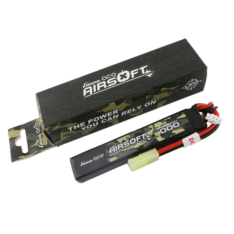 Gens ace 1000mAh 2S 25C 7.4V LipoAirsoft Battery with Tamiya Plug