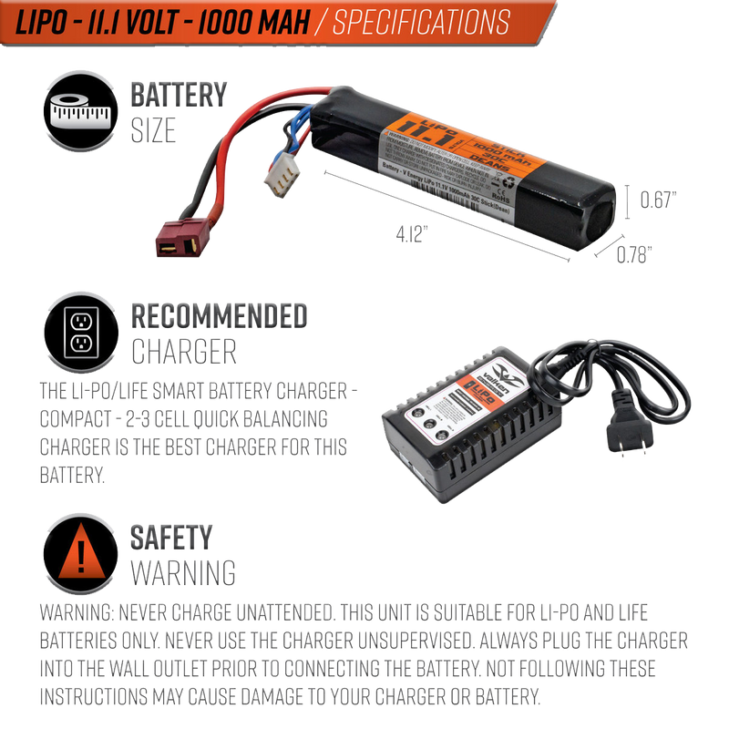 Valken LiPo 7.4v 250mAh 25C HPA Battery (Dean)