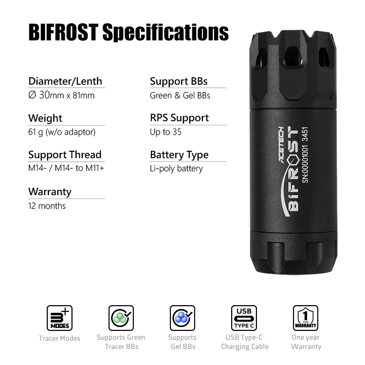 AceTech Bifrost Tracer Unit with Multi Color RGB Flame Effect